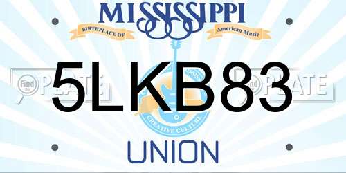 5LKB83 Mississippi License Plate