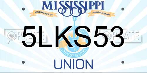 5LKS53 Mississippi License Plate