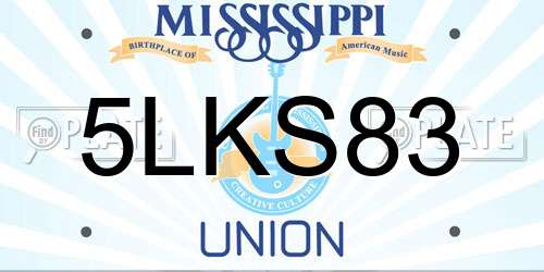5LKS83 Mississippi License Plate