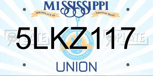 5LKZ117 Mississippi License Plate