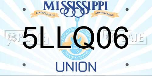 5LLQ06 Mississippi License Plate