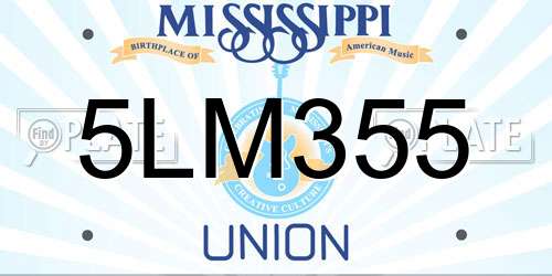 5LM355 Mississippi License Plate