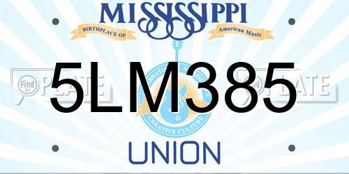 5LM385 Mississippi License Plate