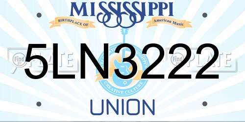 5LN3222 Mississippi License Plate