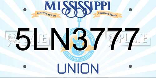 5LN3777 Mississippi License Plate