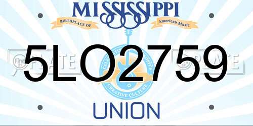 5LO2759 Mississippi License Plate