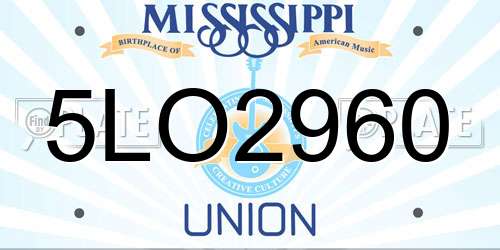 5LO2960 Mississippi License Plate