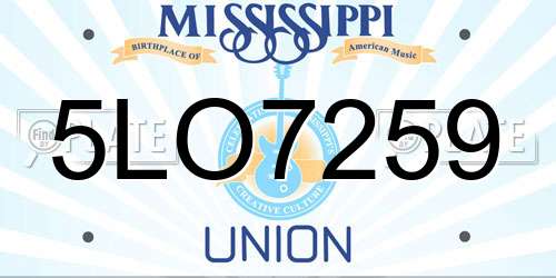 5LO7259 Mississippi License Plate