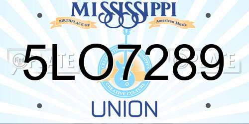 5LO7289 Mississippi License Plate
