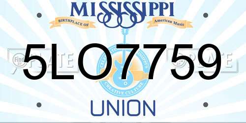 5LO7759 Mississippi License Plate