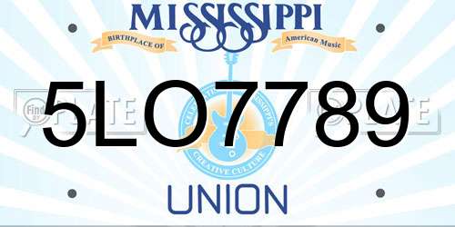 5LO7789 Mississippi License Plate