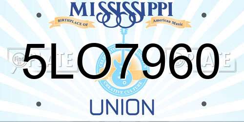 5LO7960 Mississippi License Plate