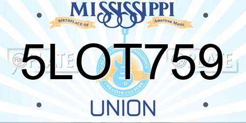 5LOT759 Mississippi License Plate