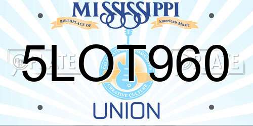 5LOT960 Mississippi License Plate