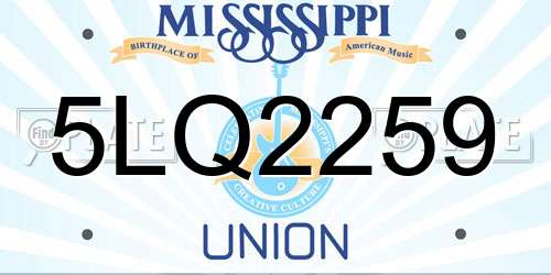 5LQ2259 Mississippi License Plate