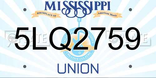5LQ2759 Mississippi License Plate