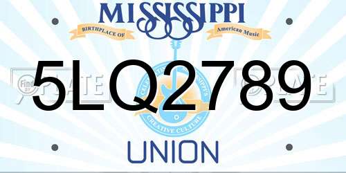 5LQ2789 Mississippi License Plate