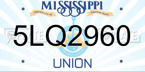5LQ2960 Mississippi License Plate