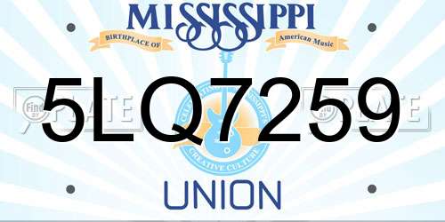 5LQ7259 Mississippi License Plate