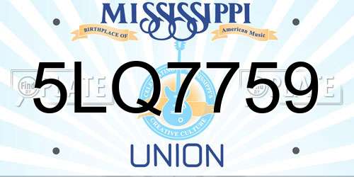 5LQ7759 Mississippi License Plate