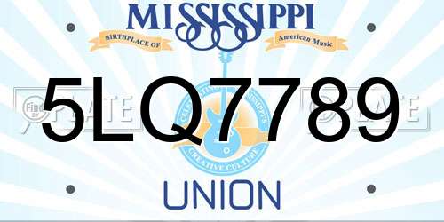 5LQ7789 Mississippi License Plate