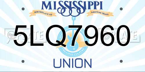 5LQ7960 Mississippi License Plate