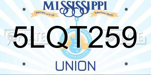 5LQT259 Mississippi License Plate