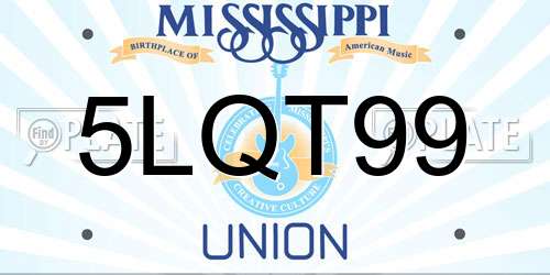 5LQT99 Mississippi License Plate