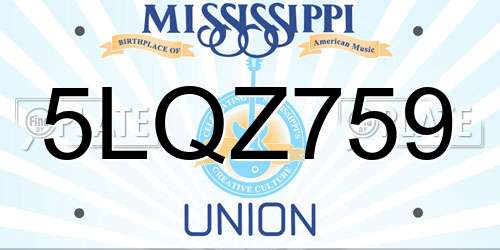 5LQZ759 Mississippi License Plate