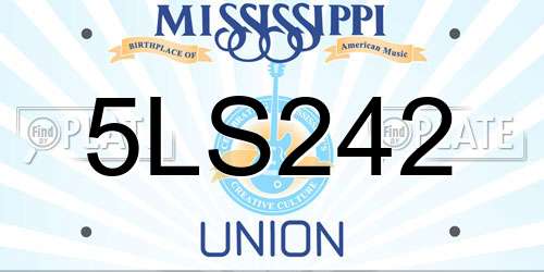 5LS242 Mississippi License Plate
