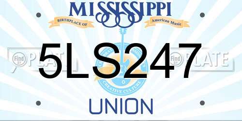 5LS247 Mississippi License Plate