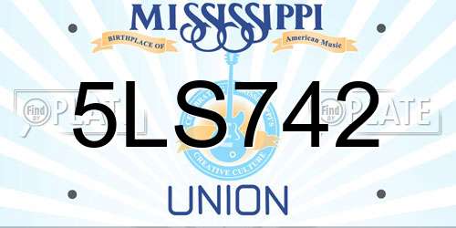 5LS742 Mississippi License Plate