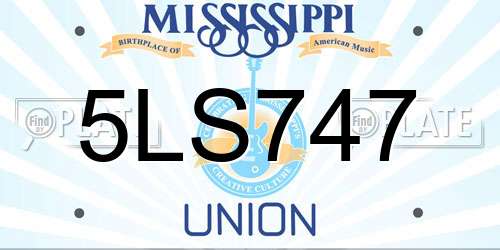 5LS747 Mississippi License Plate