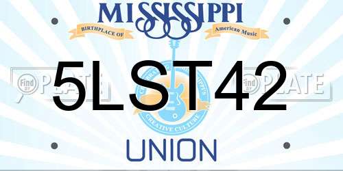 5LST42 Mississippi License Plate