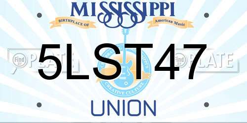 5LST47 Mississippi License Plate