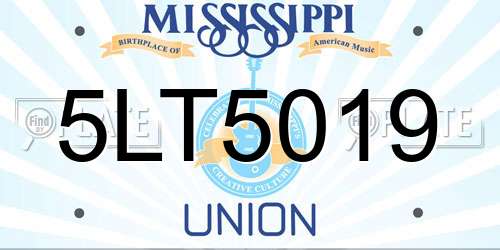 5LT5019 Mississippi License Plate