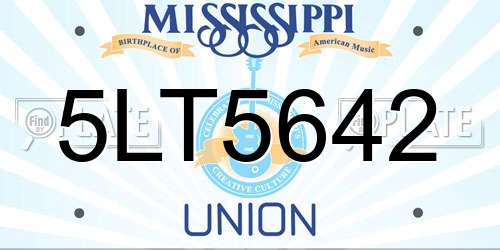 5LT5642 Mississippi License Plate