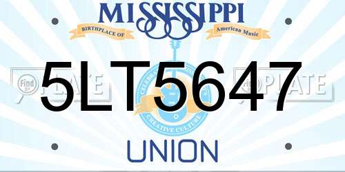 5LT5647 Mississippi License Plate