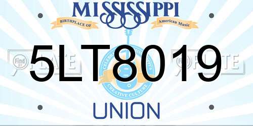 5LT8019 Mississippi License Plate