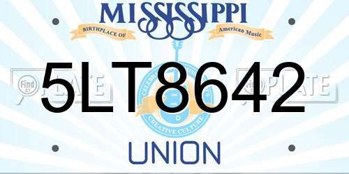 5LT8642 Mississippi License Plate