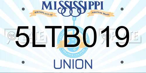 5LTB019 Mississippi License Plate