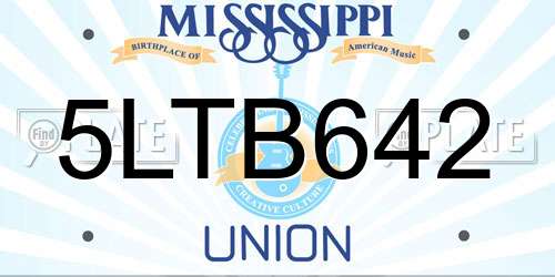 5LTB642 Mississippi License Plate