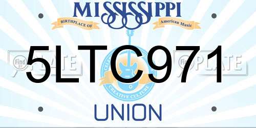 5LTC971 Mississippi License Plate