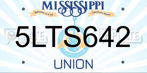 5LTS642 Mississippi License Plate