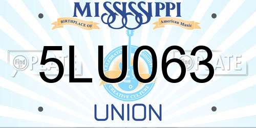 5LU063 Mississippi License Plate