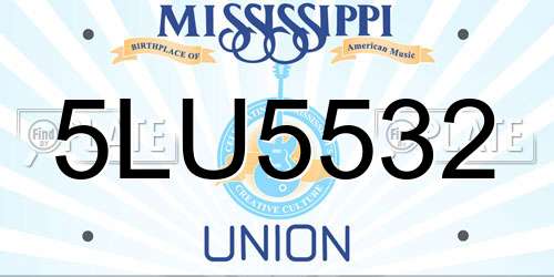 5LU5532 Mississippi License Plate