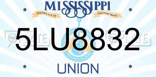5LU8832 Mississippi License Plate