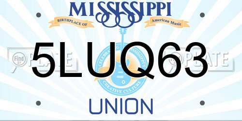 5LUQ63 Mississippi License Plate