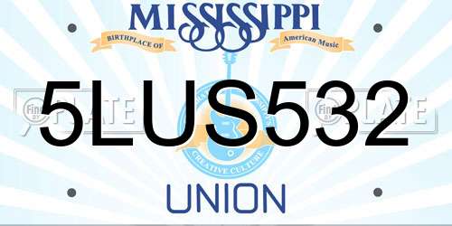 5LUS532 Mississippi License Plate