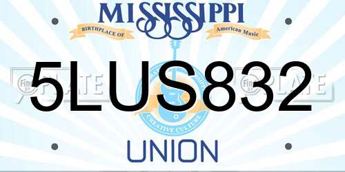5LUS832 Mississippi License Plate